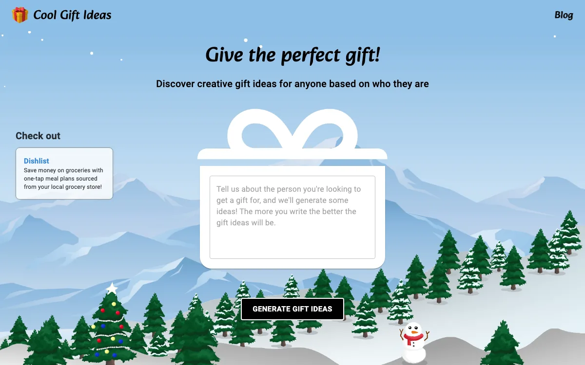 Cool Gift Ideas homepage screenshot