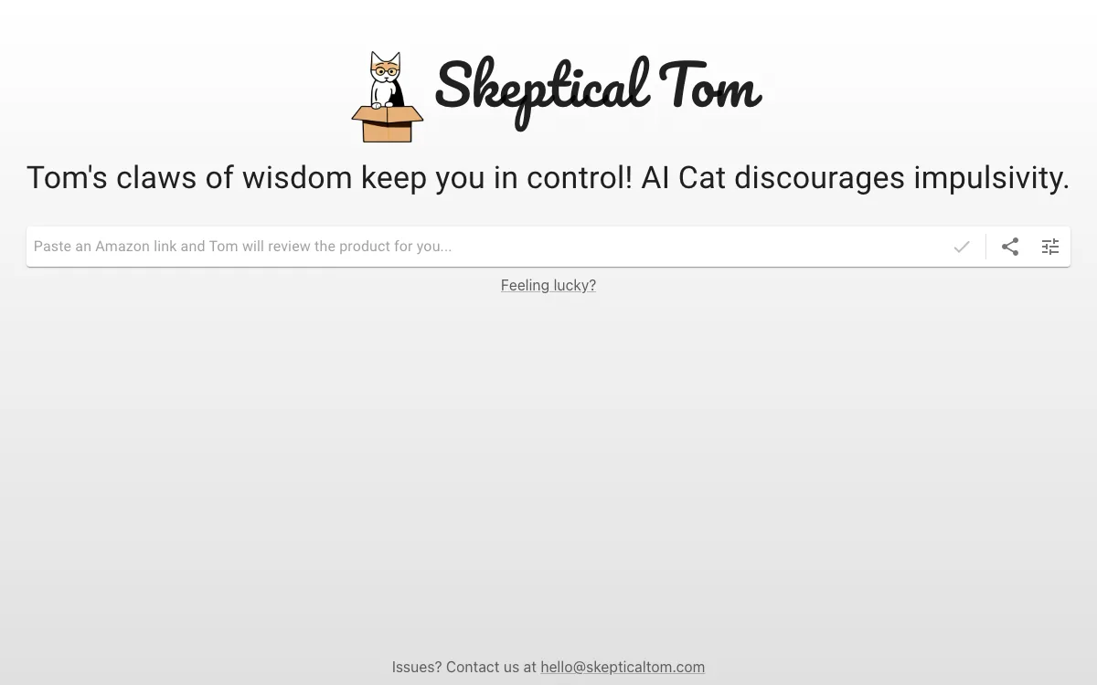 Skeptical Tom homepage screenshot