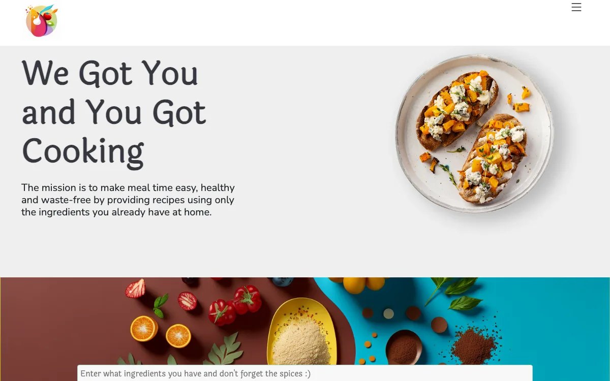 You Got Cooking homepage screenshot