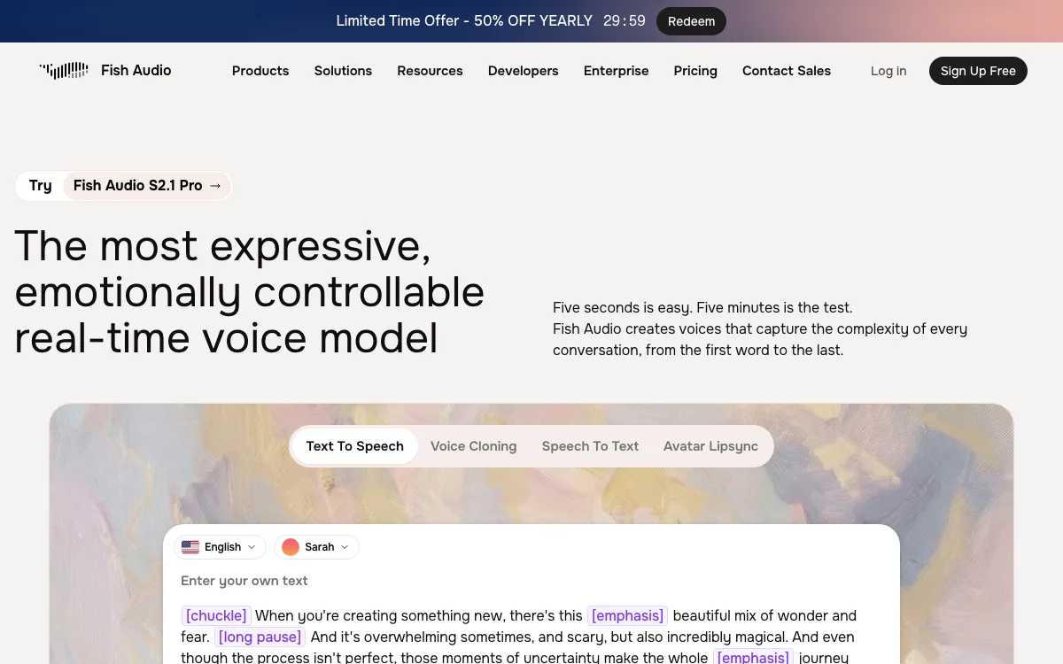 Fish Audio homepage screenshot