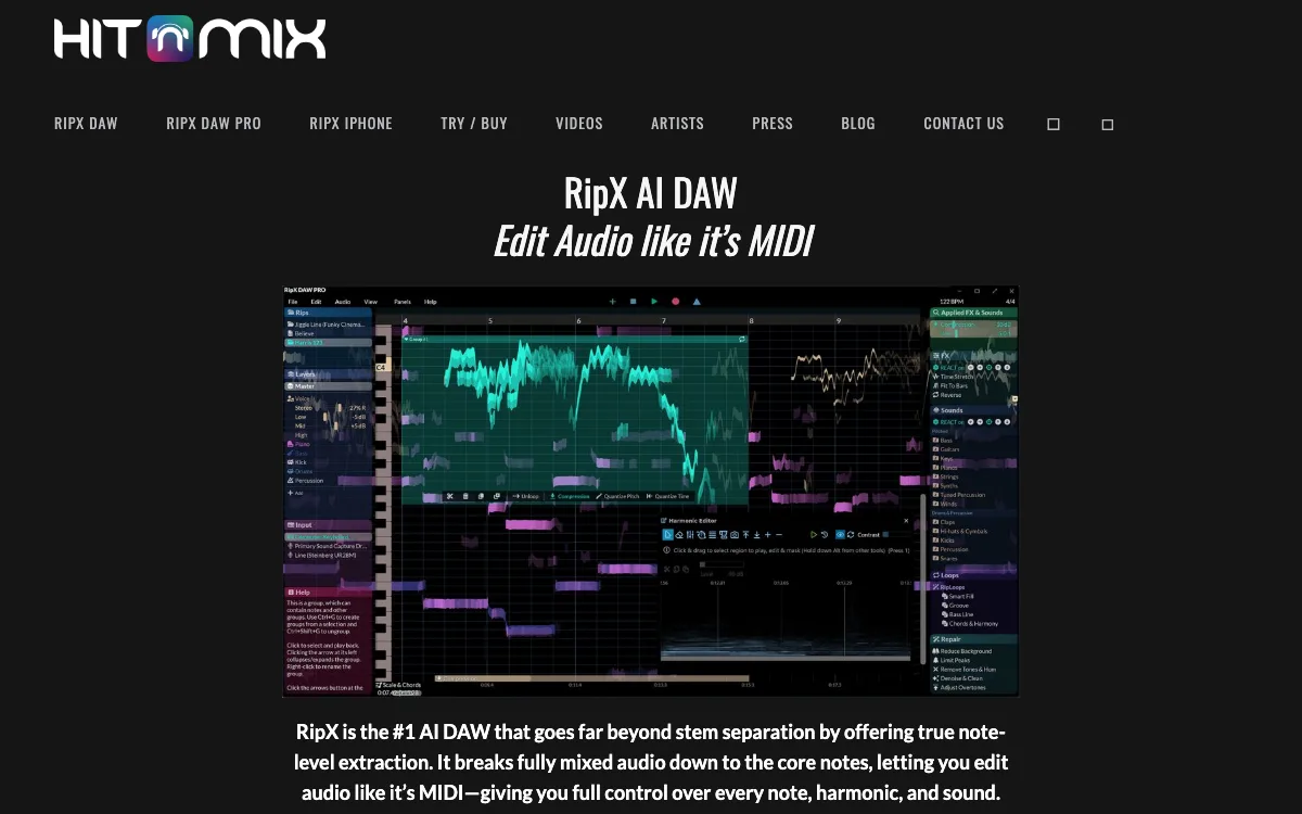RipX homepage screenshot