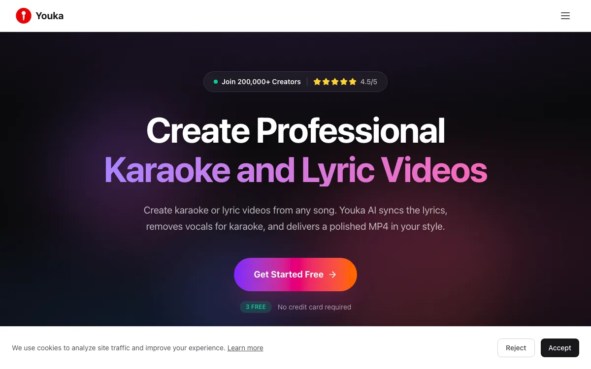 Youka homepage screenshot