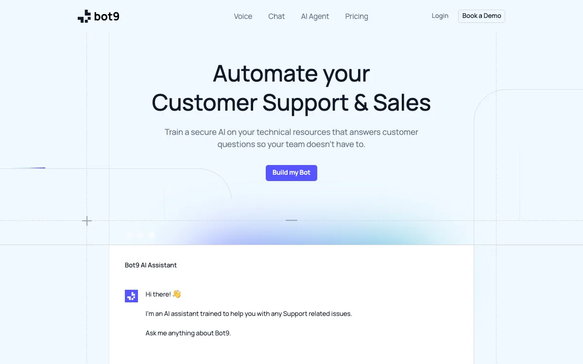 Bot9 AI homepage screenshot