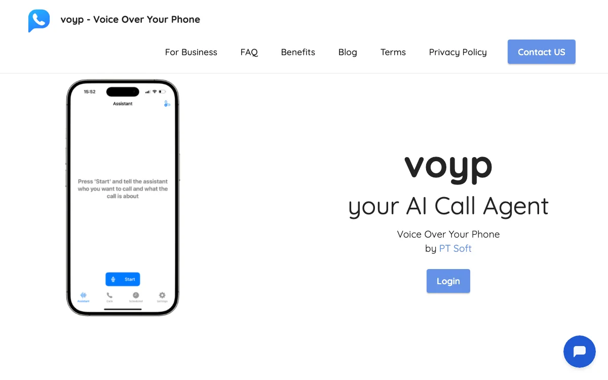 Voyp homepage screenshot