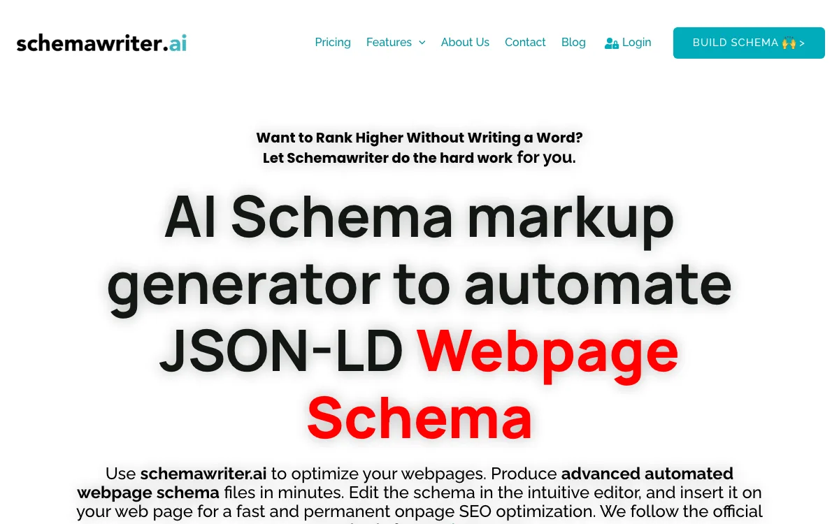Schemawriter homepage screenshot