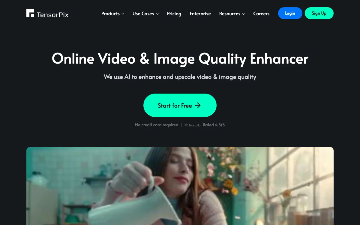 TensorPix homepage screenshot