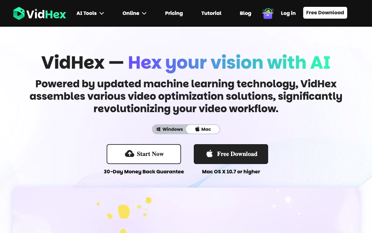 VidHex homepage screenshot