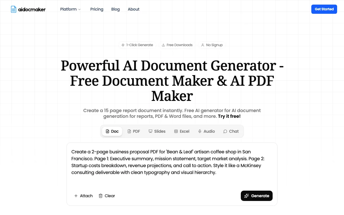 aidocmaker.com homepage screenshot