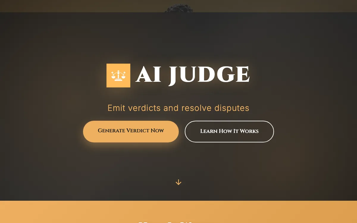 AI Judge homepage screenshot