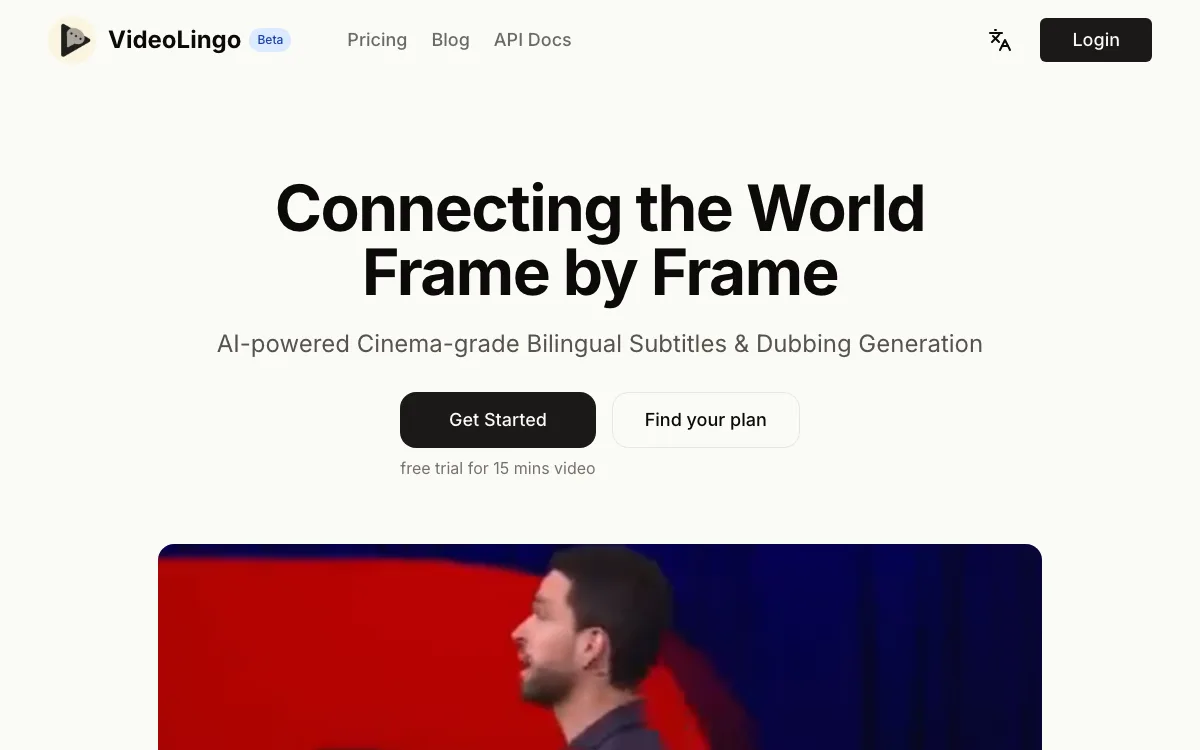 VideoLingo homepage screenshot