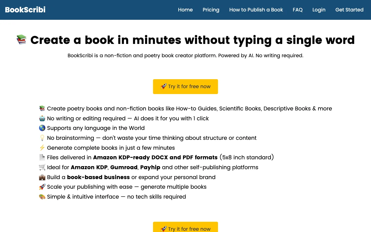 BookScribiv1.2 homepage screenshot