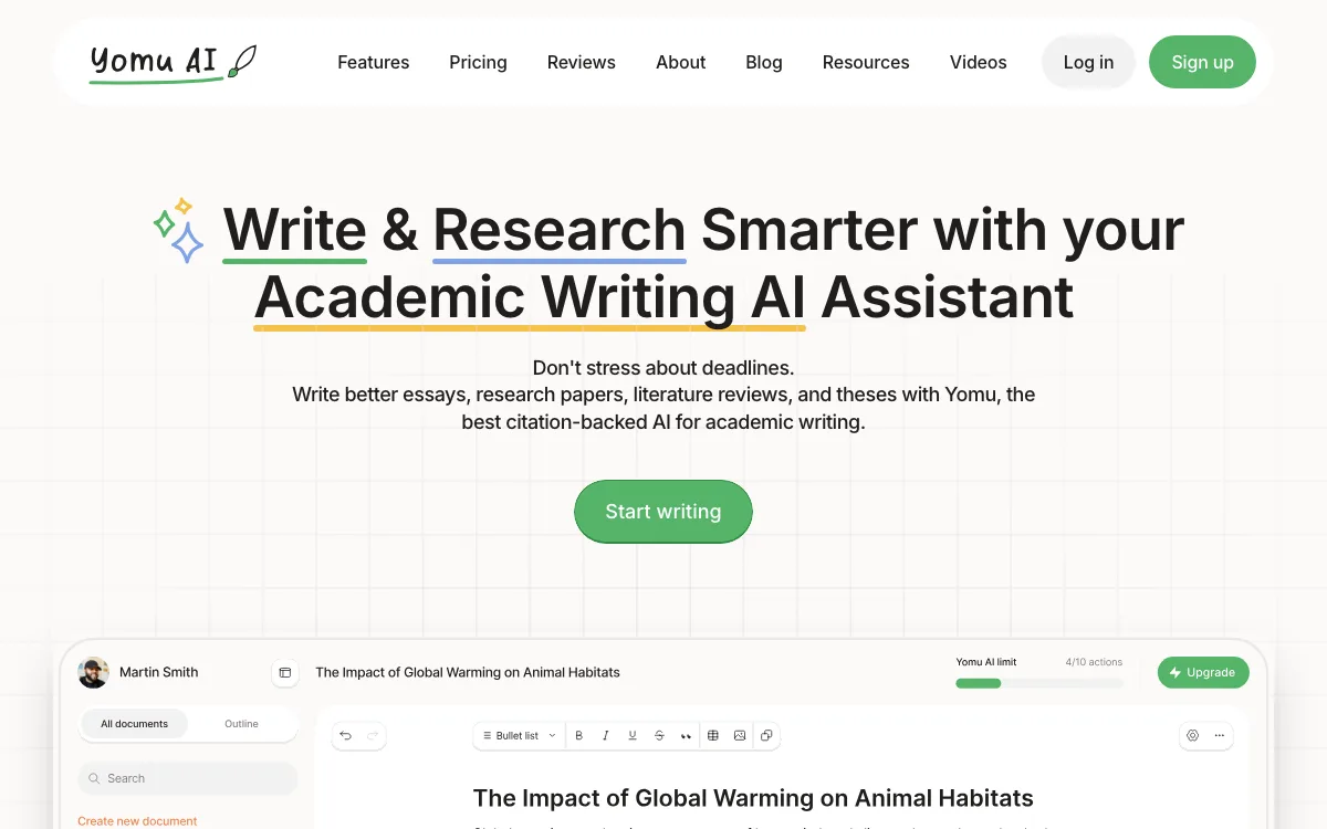 Yomu homepage screenshot