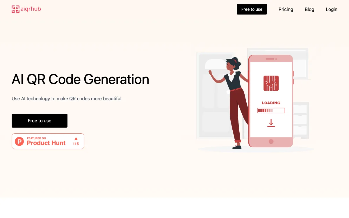 AIqrhub homepage screenshot