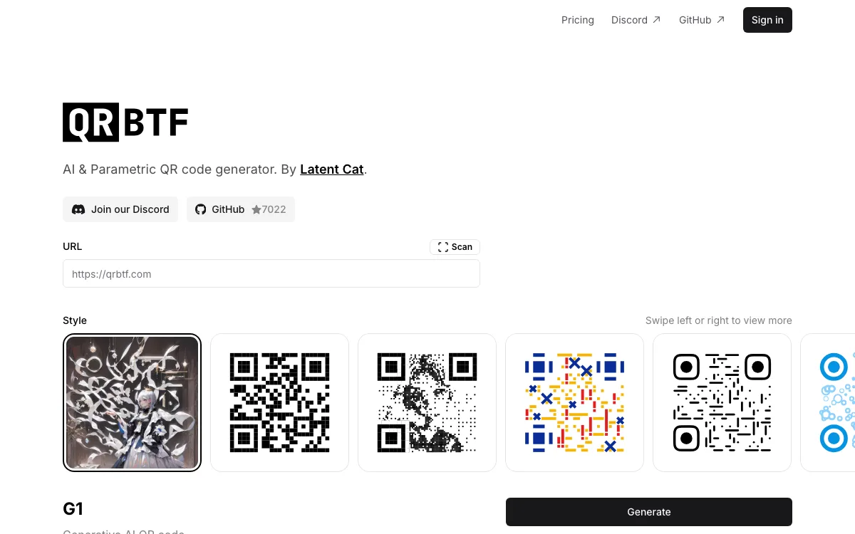 QRBTF AI homepage screenshot