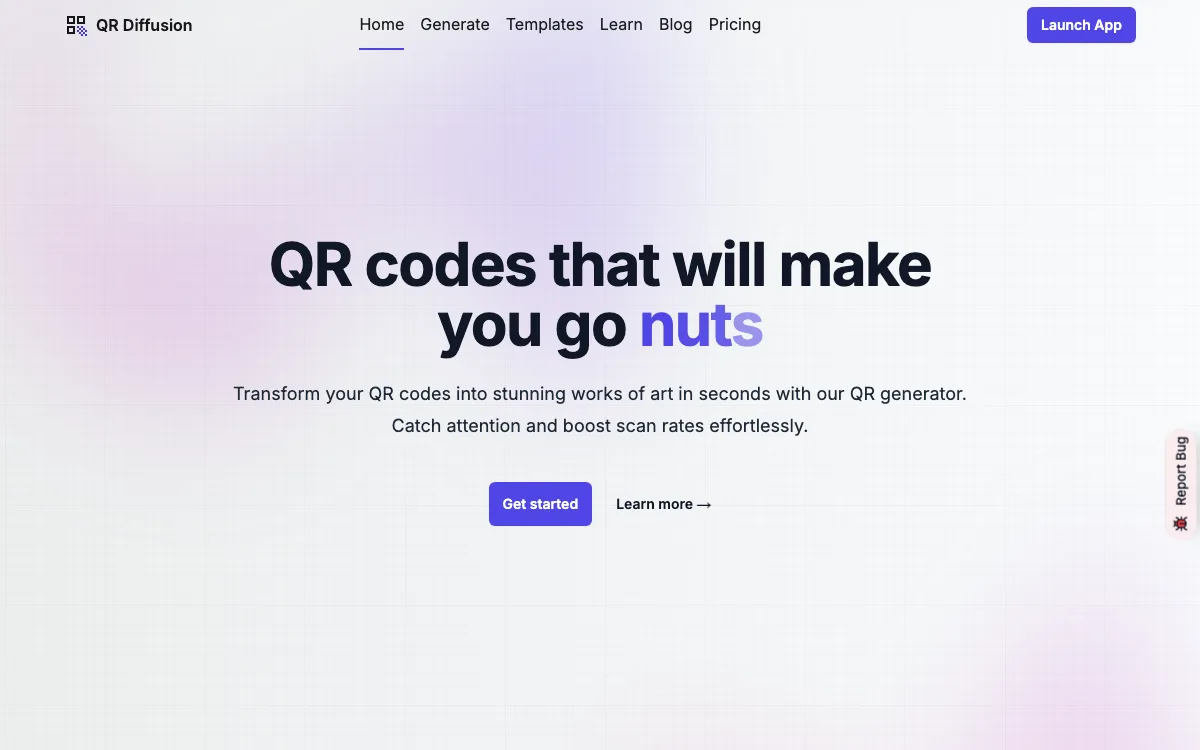 QR Diffusion homepage screenshot