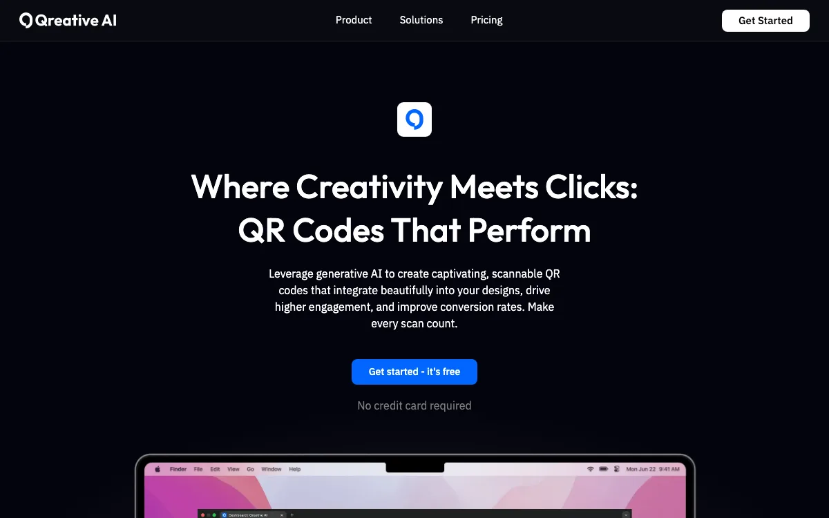 Qreative AI homepage screenshot