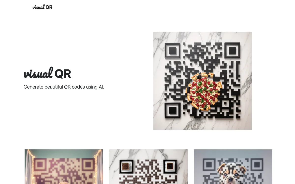 VisualQR.co homepage screenshot