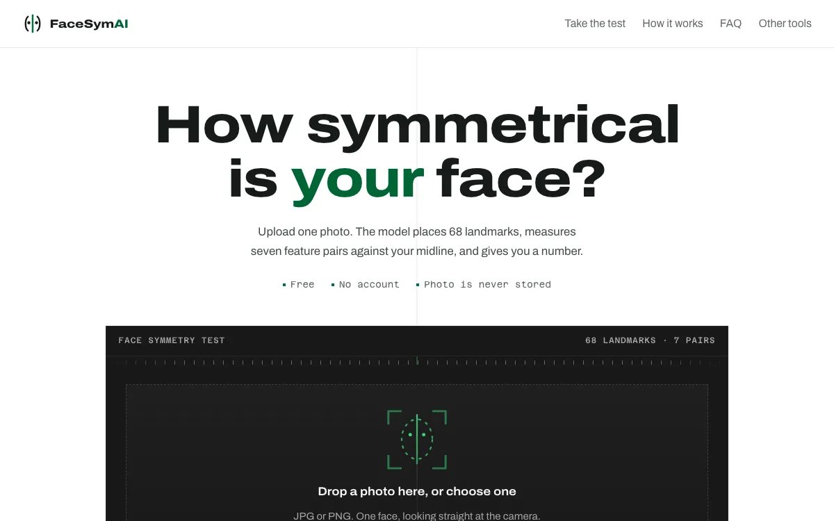 FaceSymAI homepage screenshot