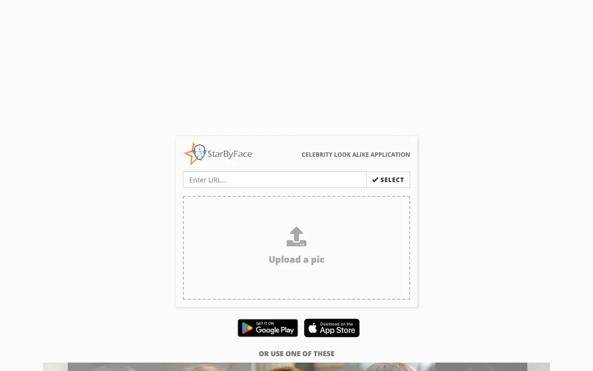 StarByFace homepage screenshot
