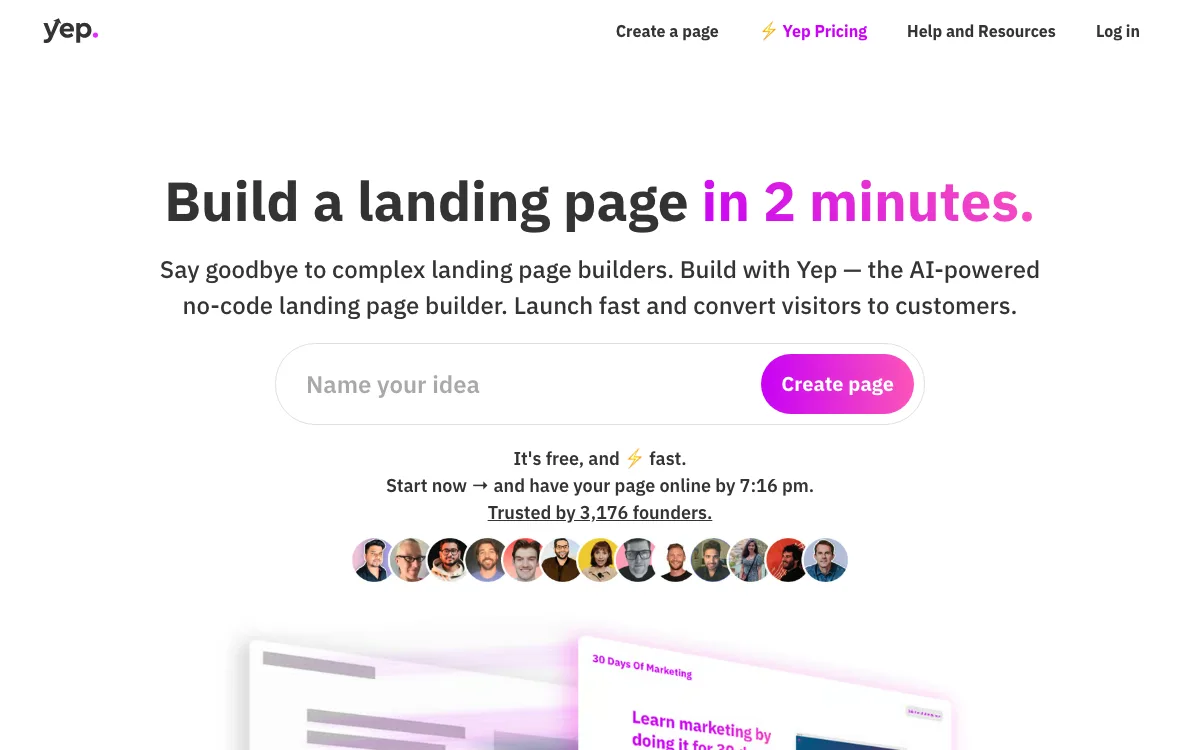 Yep.so homepage screenshot