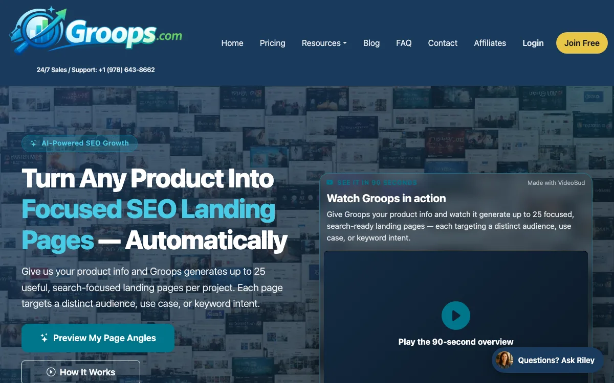 Groops.com homepage screenshot