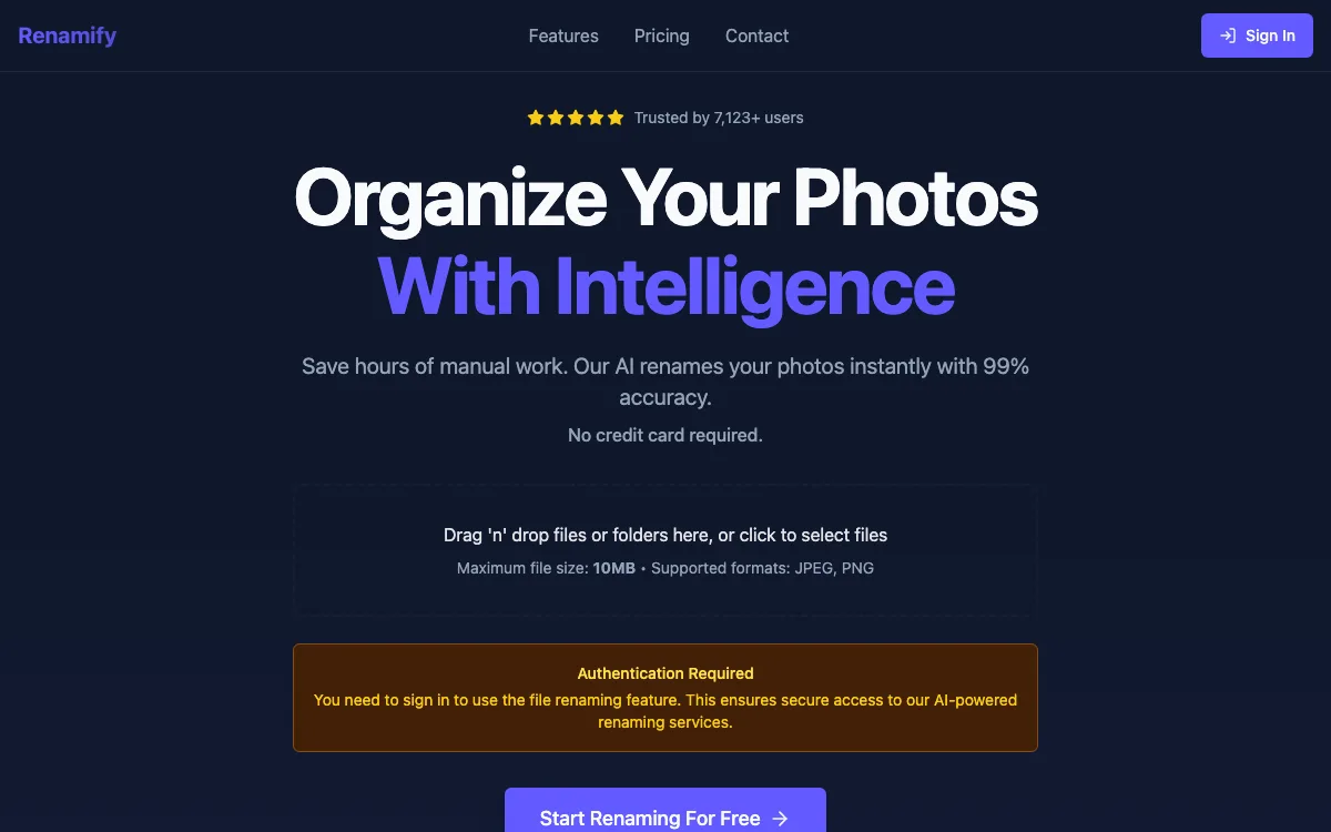 Renamify homepage screenshot