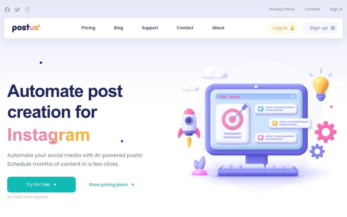 Postus homepage screenshot