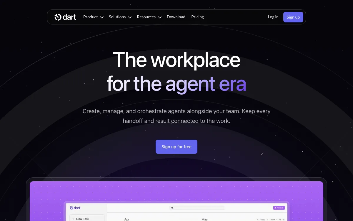 Dart homepage screenshot