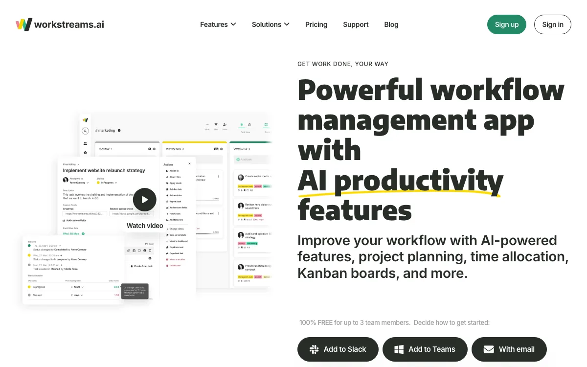 workstreams.ai homepage screenshot