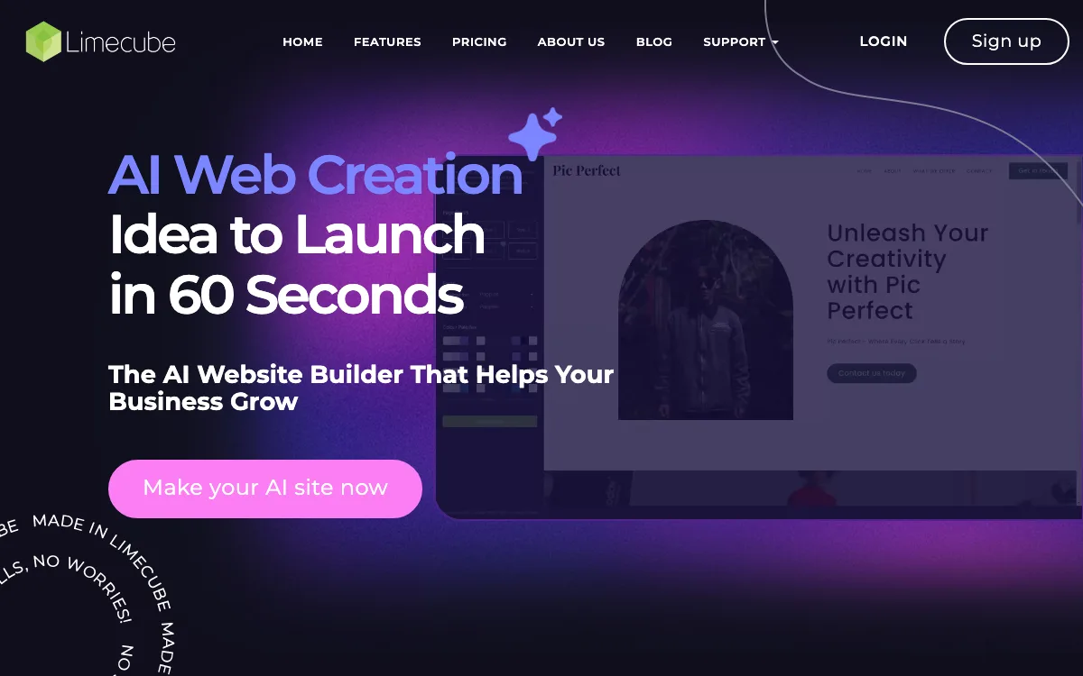 Limecube homepage screenshot