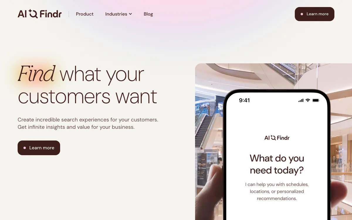 AI Findr homepage screenshot