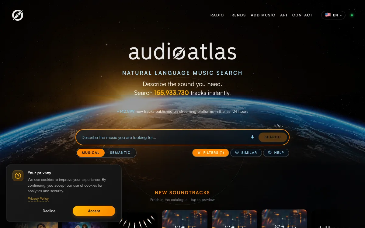 Audioatlas homepage screenshot