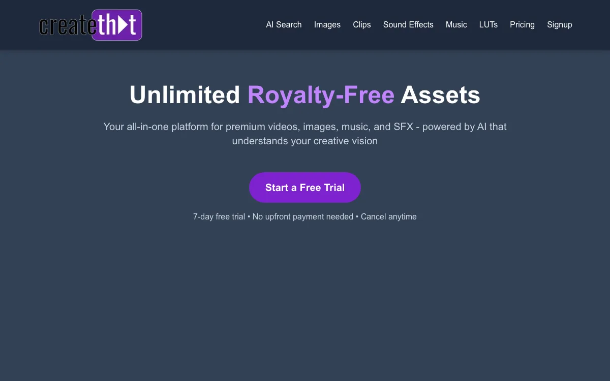 CreateThat homepage screenshot