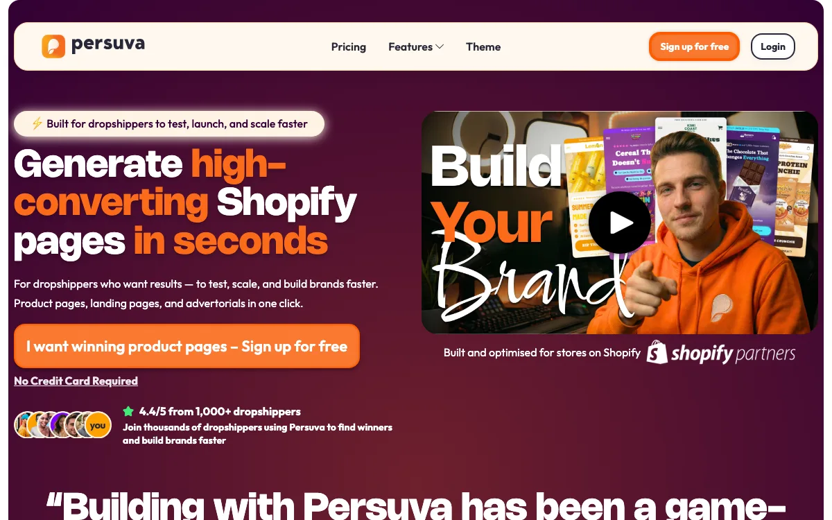 Persuva - Create Ads That Convert homepage screenshot