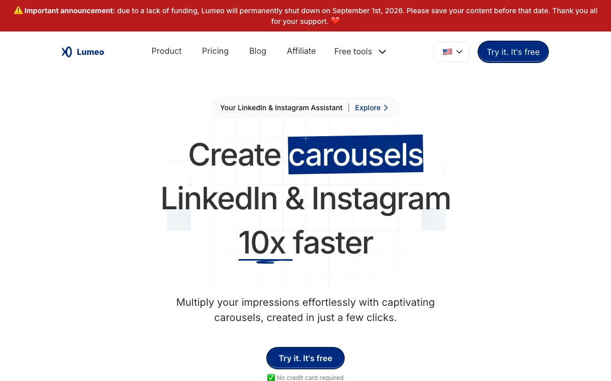 Lumeo homepage screenshot