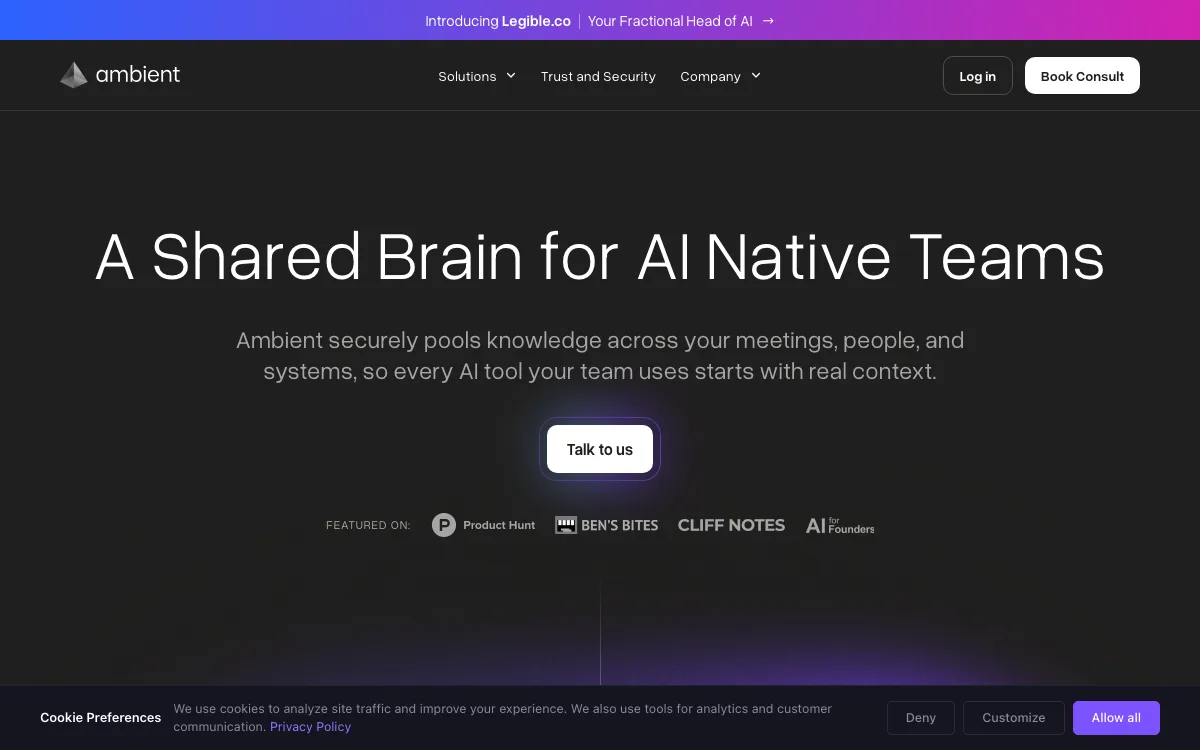 Ambient homepage screenshot