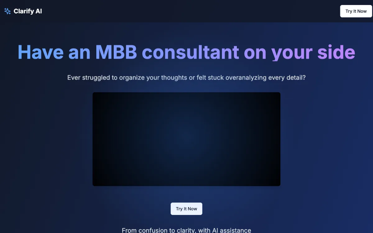 Clarify AI homepage screenshot