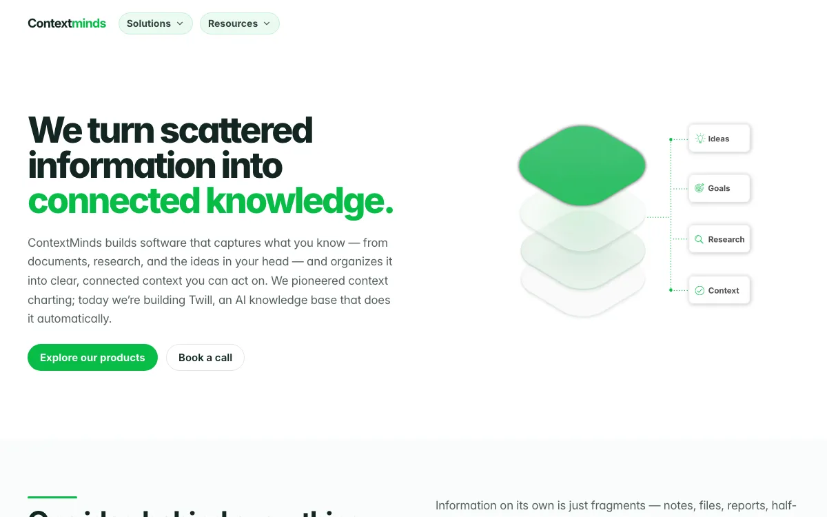 ContextMinds homepage screenshot