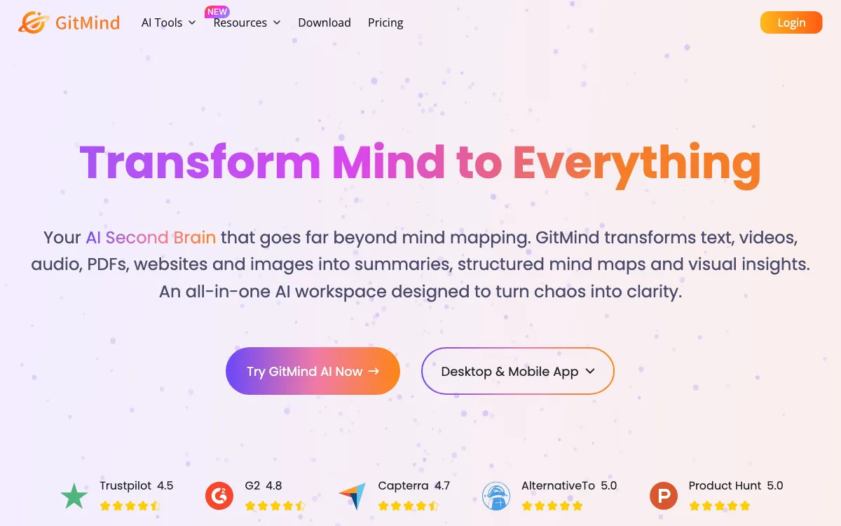 GitMind homepage screenshot
