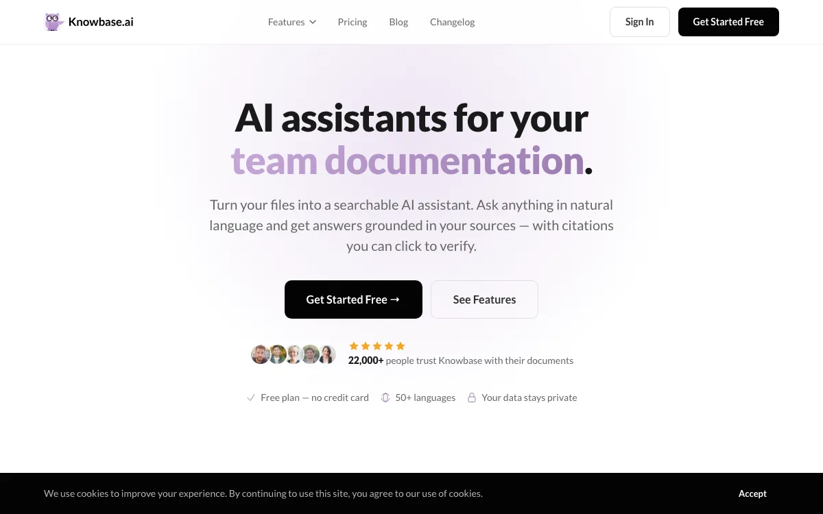 Knowbase homepage screenshot