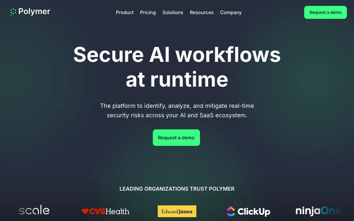 Polymer Runtime Data Securityv2.1 homepage screenshot