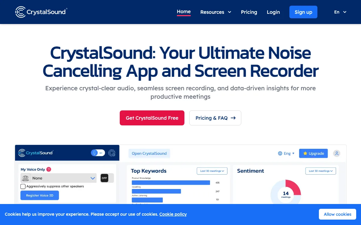 CrystalSound homepage screenshot