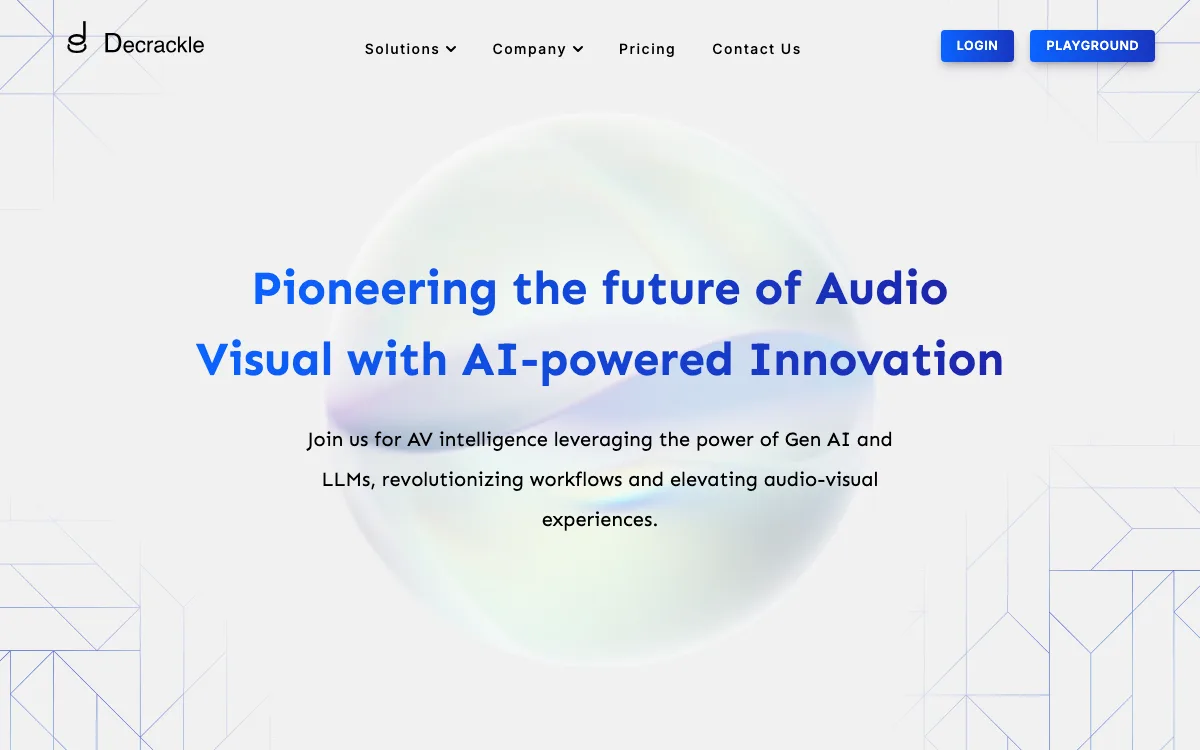 Decrackle Playground & APIs homepage screenshot