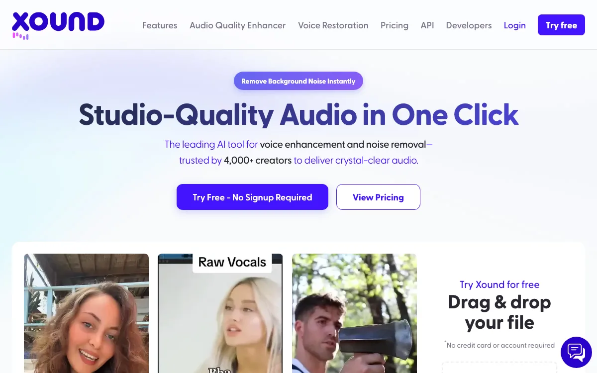 Xound homepage screenshot
