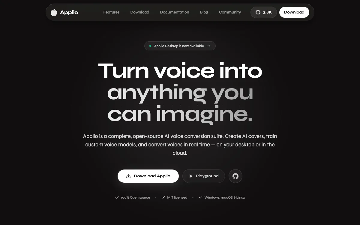 Applio homepage screenshot
