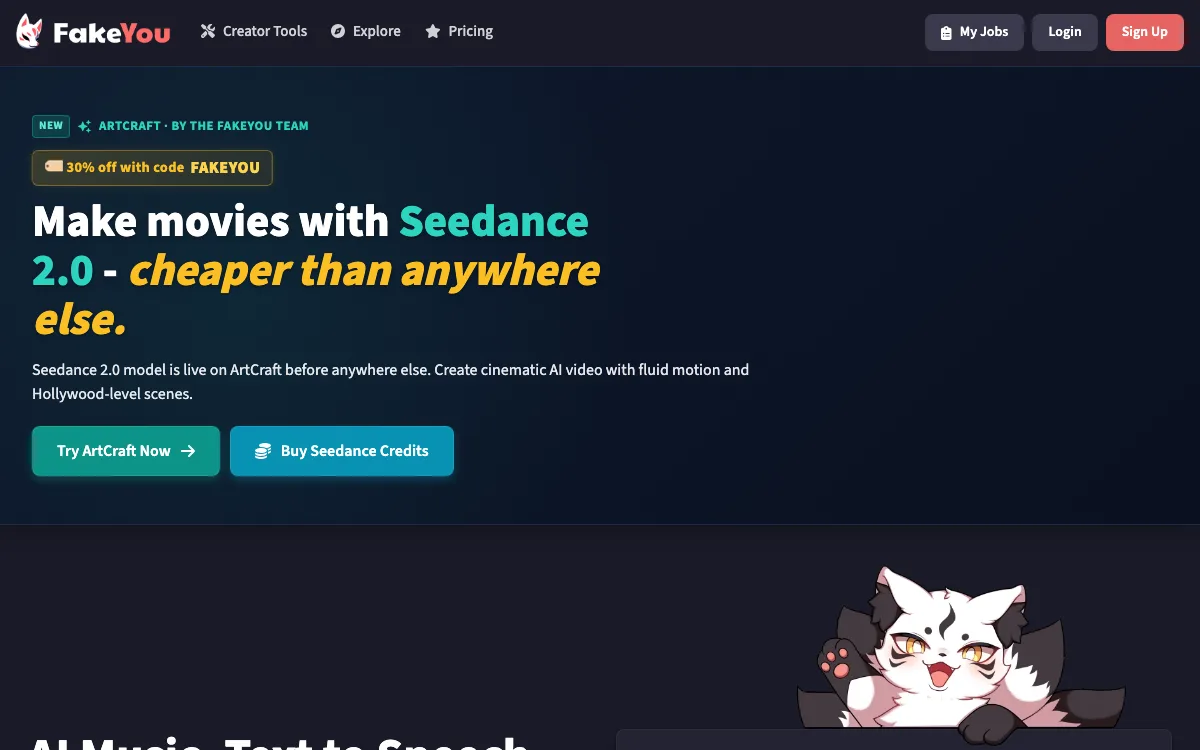 FakeYou homepage screenshot