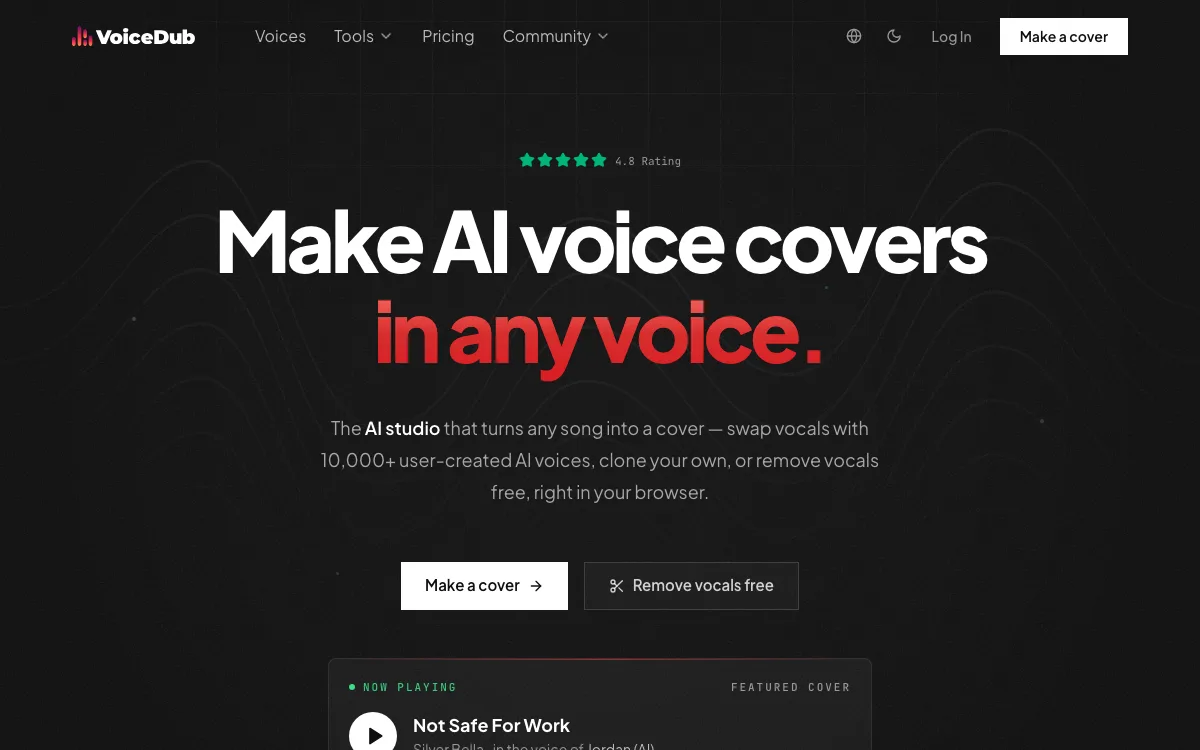 VoiceDub homepage screenshot