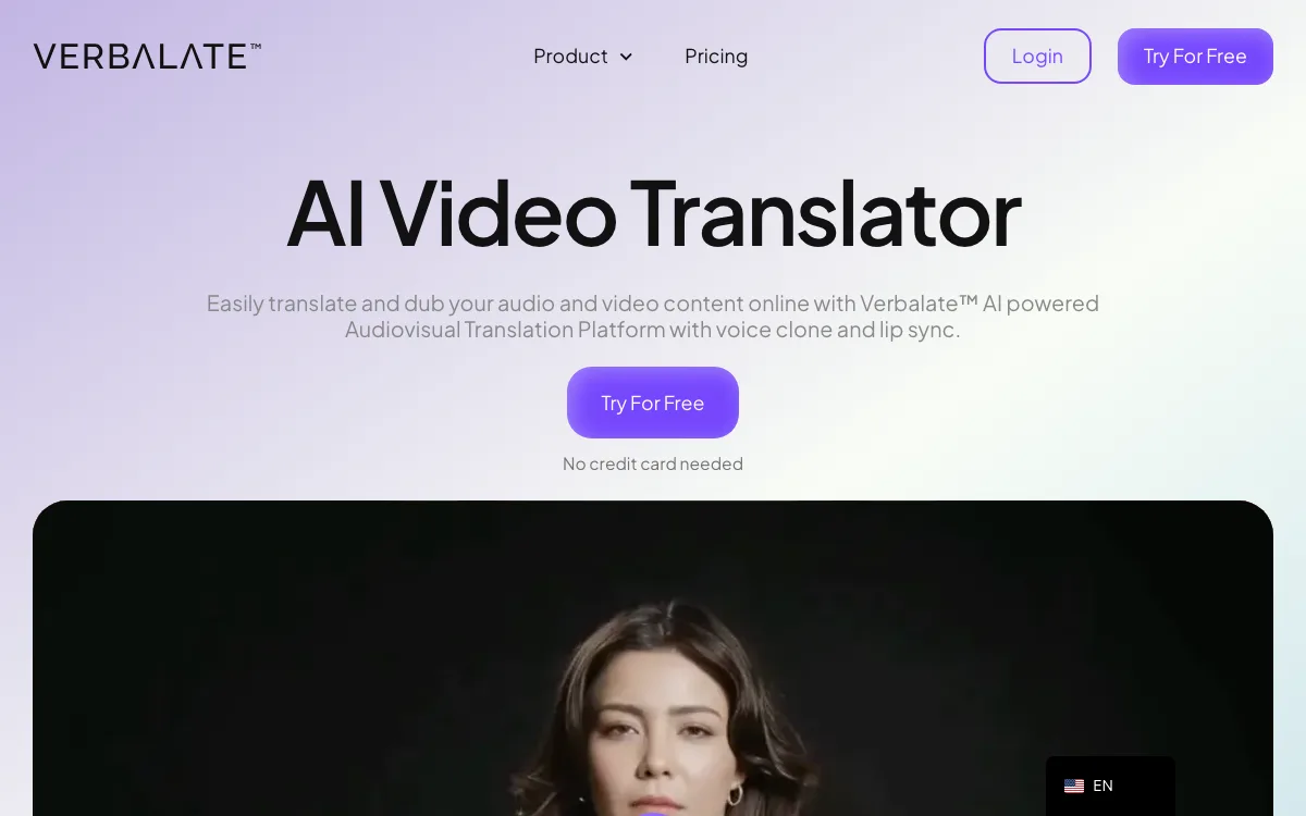 Verbalate homepage screenshot