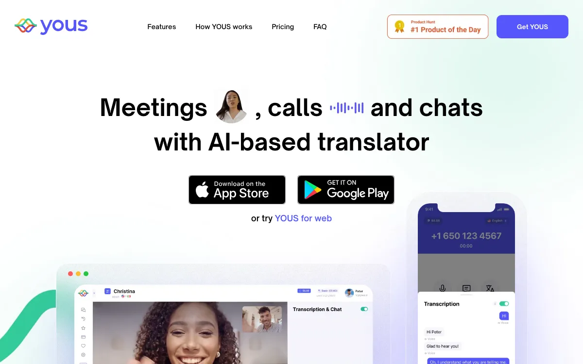 YOUS homepage screenshot