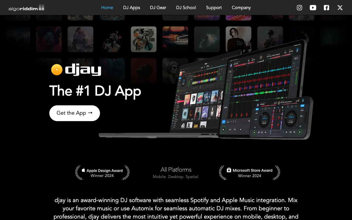 Algoriddim DJ homepage screenshot